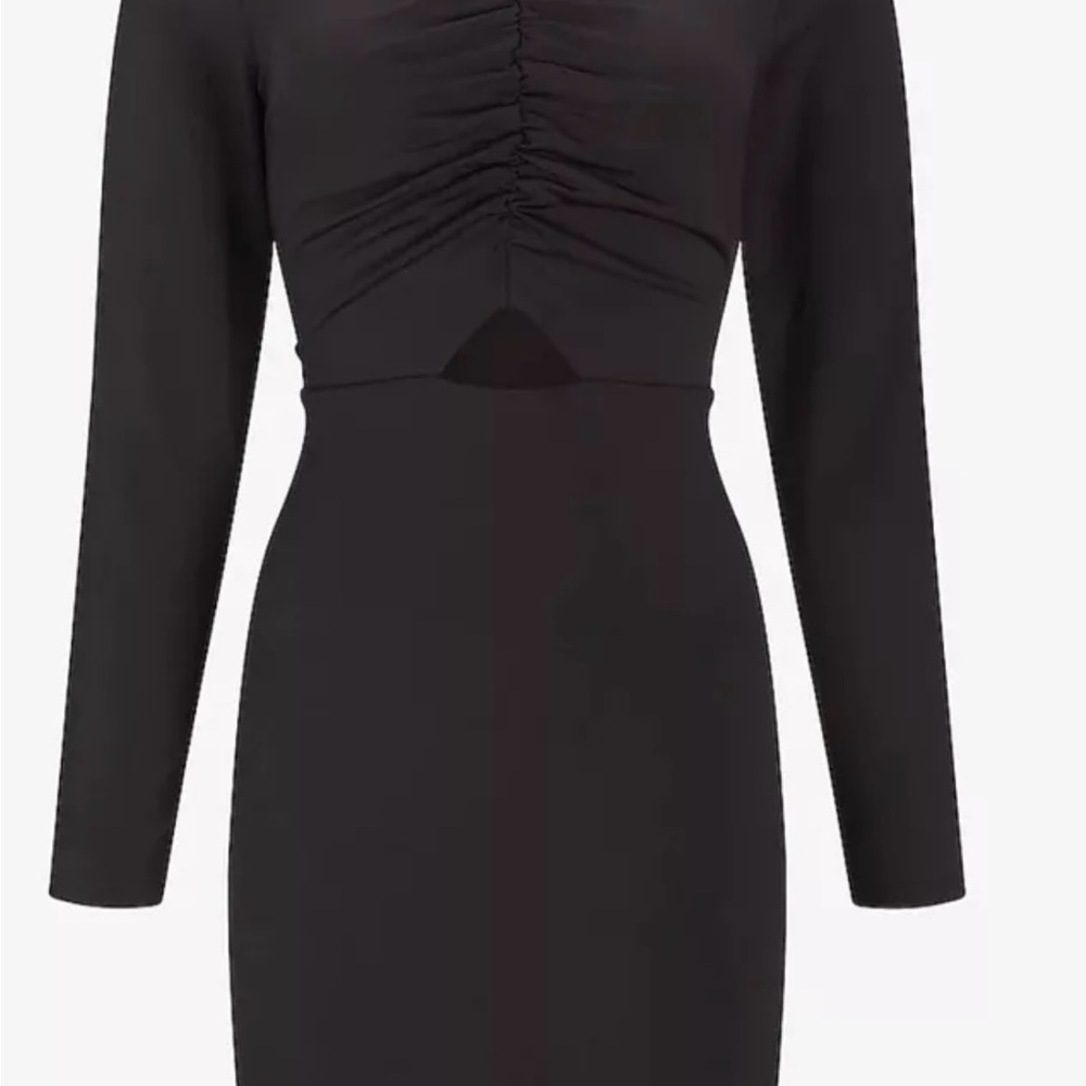 Express NEW EXPRESS Body Contour Long Sleeve Cutout Mini Dress, Black XSmall - Picture 2 of 6